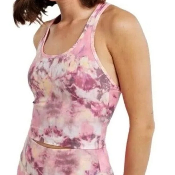 Calvin Klein Performance Printed Racerback Cropped Tank Top - Picture 2 of 6